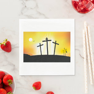 Sunset Religious Crosses Napkin