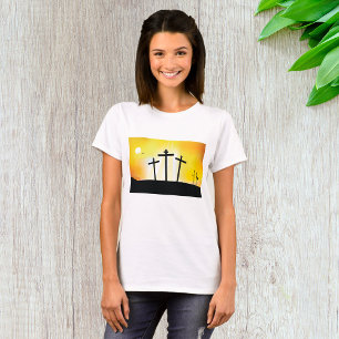 Sunset Religious Crosses Womens T-Shirt