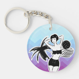 Sunset Resort Chevron Print Key Ring