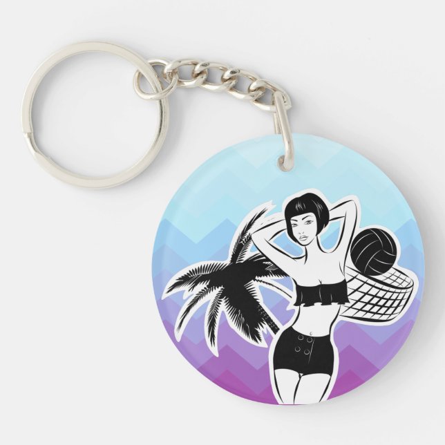 Sunset Resort Chevron Print Key Ring (Front)