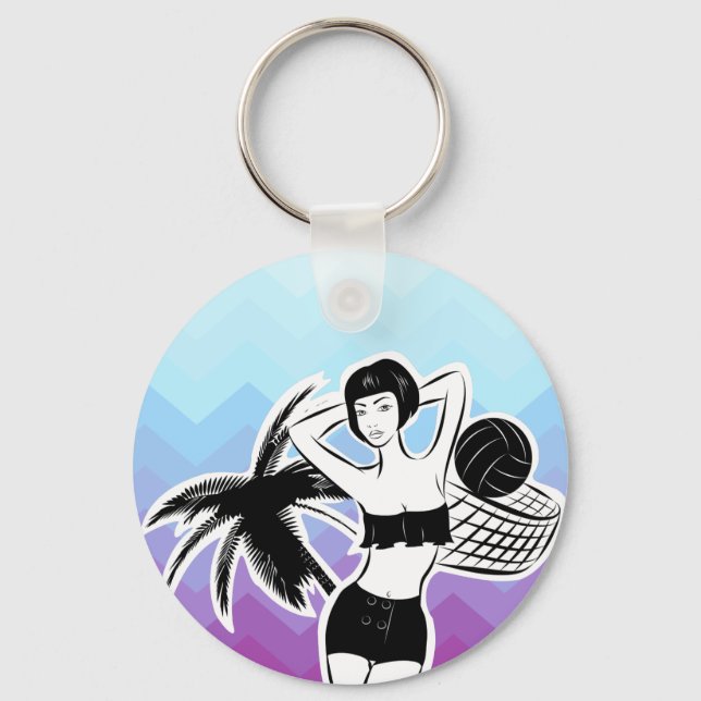 Sunset Resort Chevron Print Key Ring (Front)