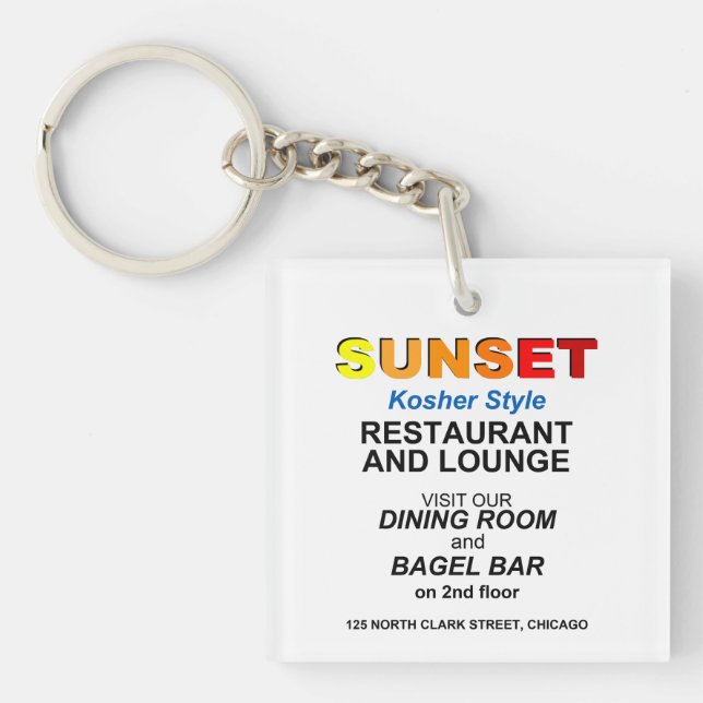Sunset Restaurant and Lounge, Chicago, IL Key Ring (Front)
