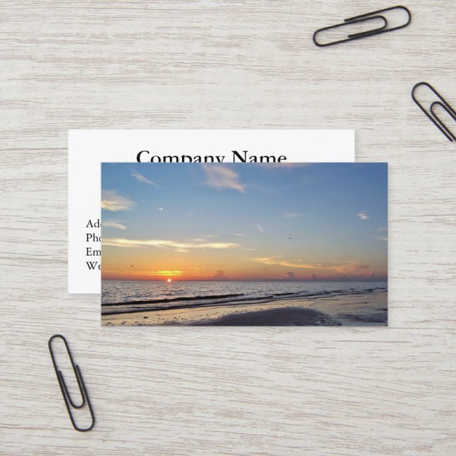 Sunset Retirement Business Cards (Front/Back In Situ)