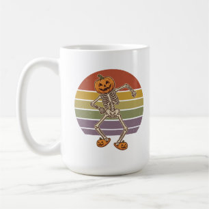 Sunset Retro Dancing Skeleton Halloween Coffee Mug