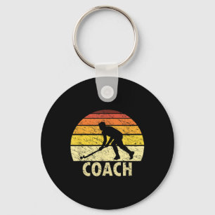 Sunset Retro Field Hockey Coach Vintage Hockey Key Ring