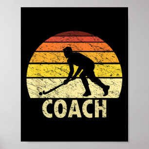 Sunset Retro Field Hockey Coach Vintage Hockey Poster