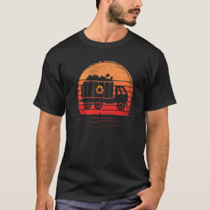 Sunset Retro Recycling Trash Garbage Truck Vintage T-Shirt