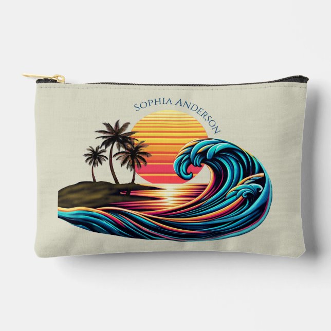 Sunset Retro Surf Wave- Accessory Pouch (Front)