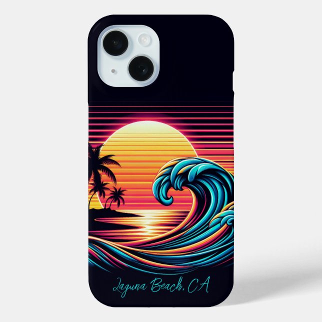 Sunset Retro Surf Wave Case-Mate iPhone Case (Back)