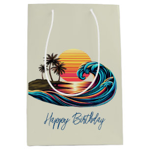 Sunset Retro Surf Wave Medium Gift Bag