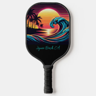 Sunset Retro Surf Wave Pickleball Paddle