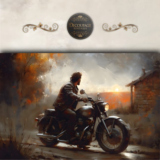 Sunset Rider Motorcycle Decoupage Tissue Paper (Sunset Rider Motorcycle Decoupage Tissue Paper)