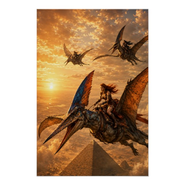 Sunset Riders Over the Pyramids Poster (Front)