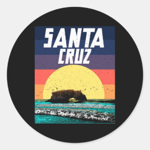 Sunset Rock Bridge Santa Cruz Beach Cali Classic Round Sticker