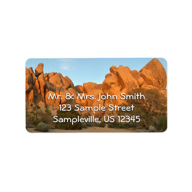 Sunset Rocks at Joshua Tree Label (Front)