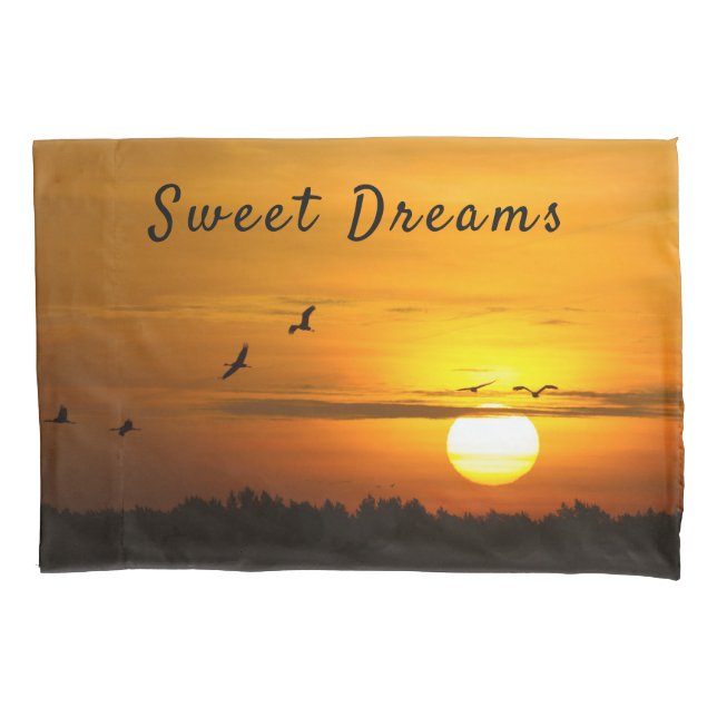 Sunset Romantic orange and black Sweet Dreams Pillowcase (Front)