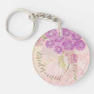 Sunset rose Coquette sheer bow Bouquet bridesmaid  Key Ring