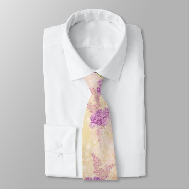 Sunset Rose Father of the Bride bow Bouquet Tie (Tied)