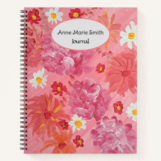 Sunset Rose Floral Personalised Notebook