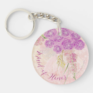 Sunset rose Sheer bow Bouquet Maid-of-Honour Key Ring