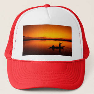 Sunset, Rowing Boat Silhouette-16497 Trucker Hat