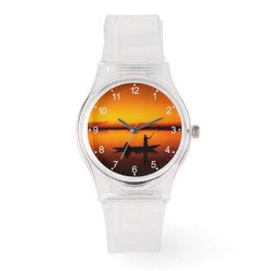 Sunset, Rowing Boat Silhouette-16497 Watch