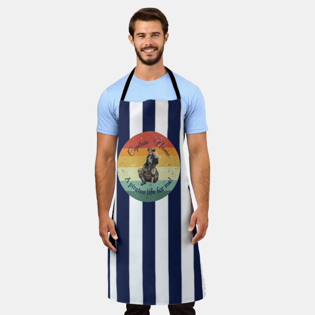 Sunset Rum Skeleton Party Pirate  Apron (Worn)