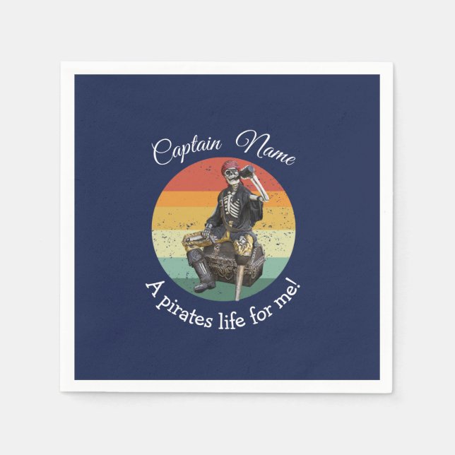 Sunset rum skeleton Party Pirate Napkin (Front)