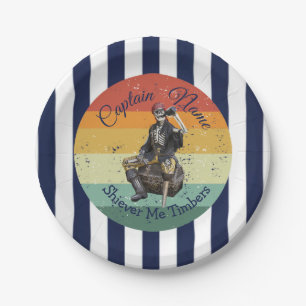 Sunset Rum Skeleton Party Pirate Paper Plate