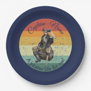 Sunset Rum Skeleton Pirate Paper Plate