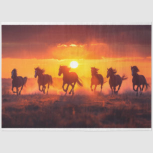 Sunset Running Horses Decoupage Tissue Paper