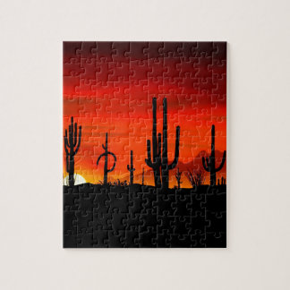 Sunset Saguaros Sonoran Desert Arizona Jigsaw Puzzle