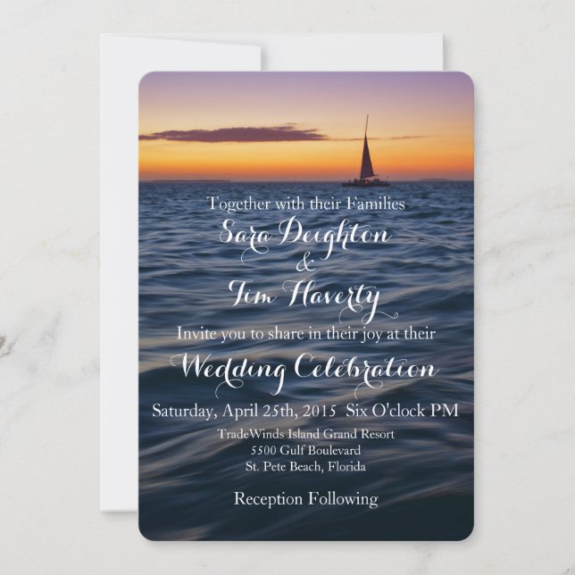 Sunset Sail Contemporary Nautical Wedding Invite (Front)