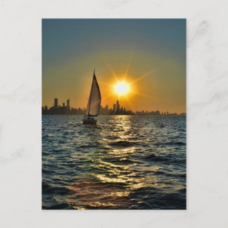 Sunset sail in Chicago Postcard