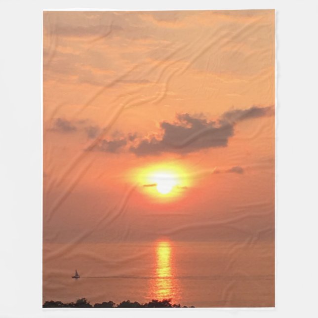Sunset Sail in Hawaii Fleece Blanket (Front)