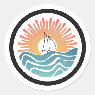 Sunset Sail in Orange and Blue Sticker