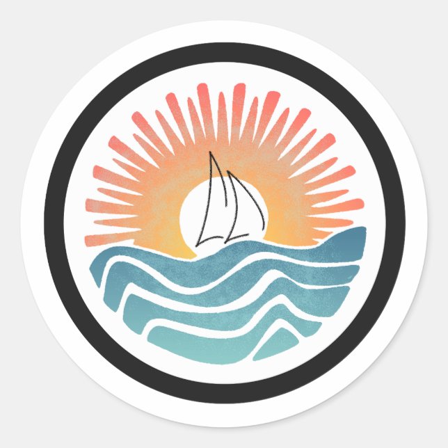 Sunset Sail in Orange and Blue Sticker (Front)