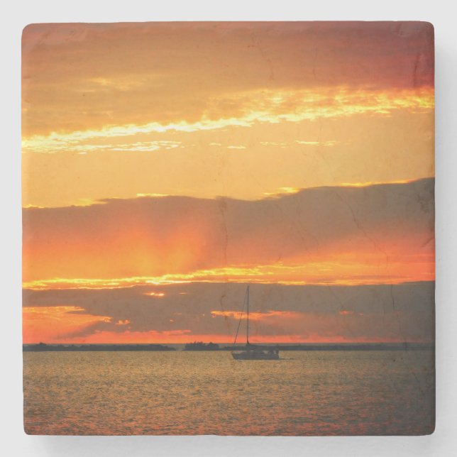 Sunset Sail Stone Coaster (Front)