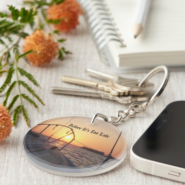 Sunset Sailboat Double Sided Key Ring (Front Right)