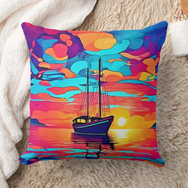 Sunset Sailboat Dreamscape Cushion (Blanket)