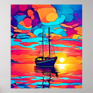 Sunset Sailboat Dreamscape Poster