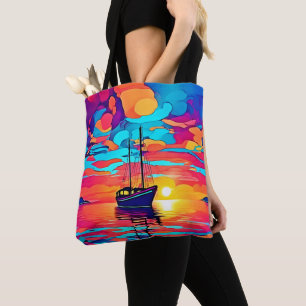 Sunset Sailboat Dreamscape Tote Bag