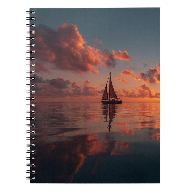 Sunset Sailboat Ocean Reflection Art Notebook (Front)