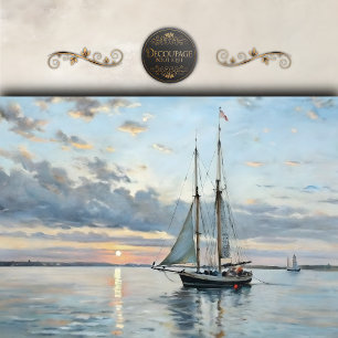 Sunset Sailboat Seascape Decoupage Tissue Paper