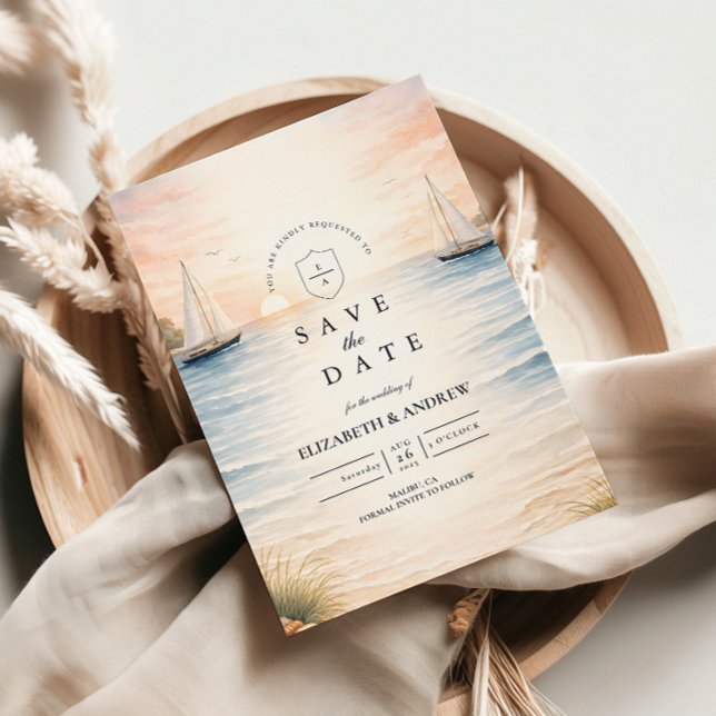 Sunset Sailboat Seaside Wedding Save The Date (Creator Uploaded)