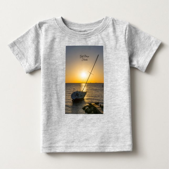 Sunset Sailboat Shipwreck Gulf Breeze Baby T-shirt (Front)