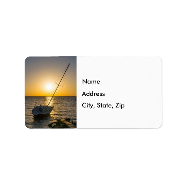 Sunset Sailboat Shipwreck Gulf Breeze FL Labels (Front)