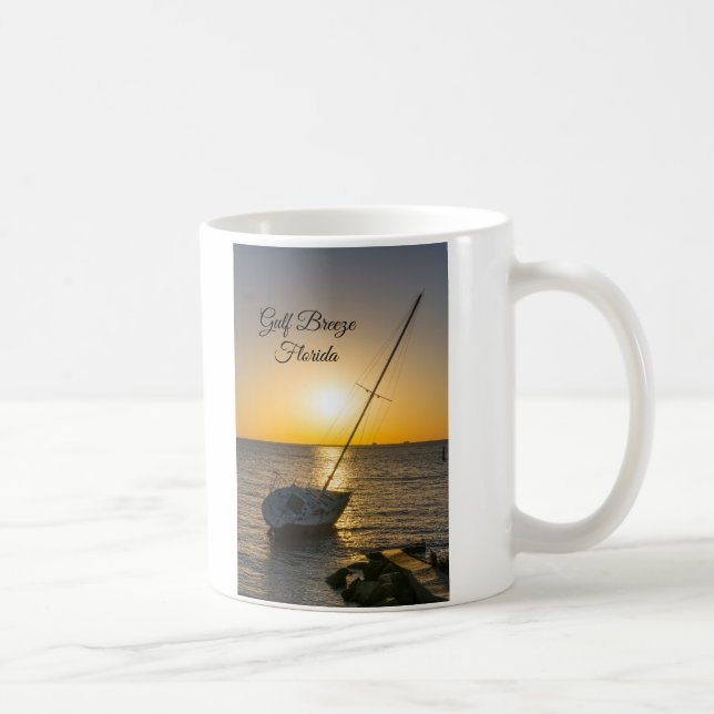 Sunset Sailboat Shipwreck Gulf Breeze FL Mug (Right)