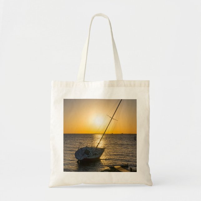 Sunset Sailboat Shipwreck Gulf Breeze FL Tote Bag (Front)