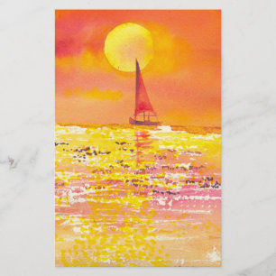 Sunset Sailboat Stationary Stationery